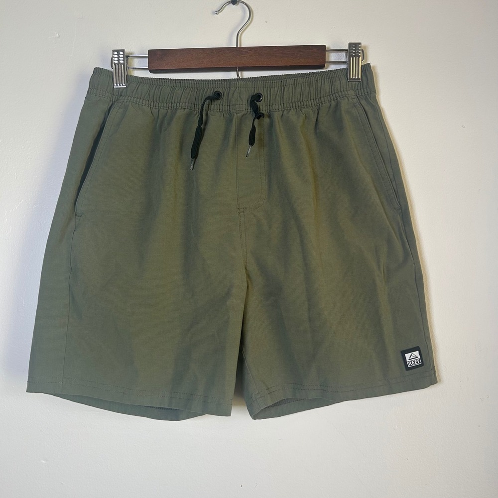 Reef‎ Elastic Waist Hybrid Stretch Board Shorts Size Small Olive Green